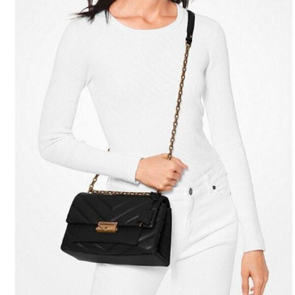 MICHAEL KORS CECE MEDIUM QUILTED LEATHER CONVERTIBLE SHOULDER BAG - Picture 7 of 16